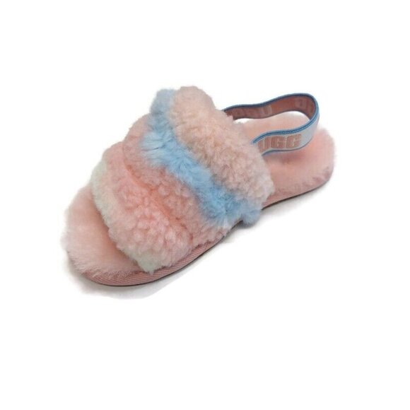 UGG Fluff Yea Slide Pride-Stripes Slippers Sz 9 Toddler Ages 4-5 Pastel 1120115T - Picture 3 of 8